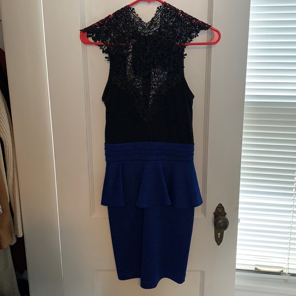 Black and blue body con dress
